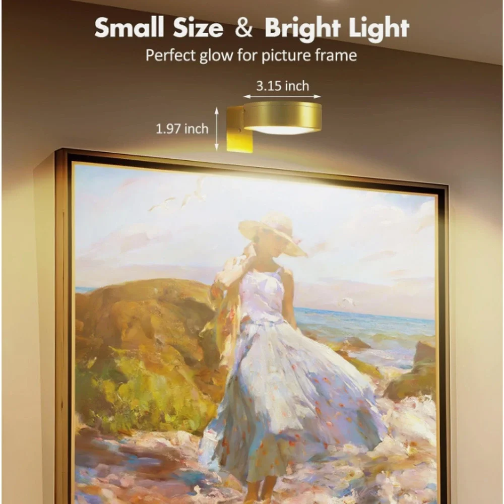 Luze Portrait Lights 3Pcs Battery Operated Picture Light Magnetic LED W/ Remote
